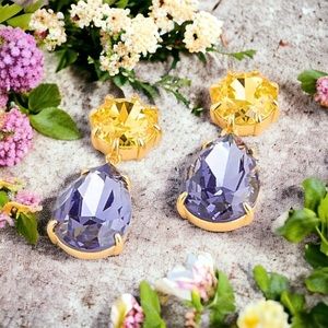 J. Crew Crystal Teardrop Earrings - Yellow/Bluish Purple